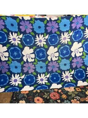 Flower power linen coverlet vintage 60s/70s